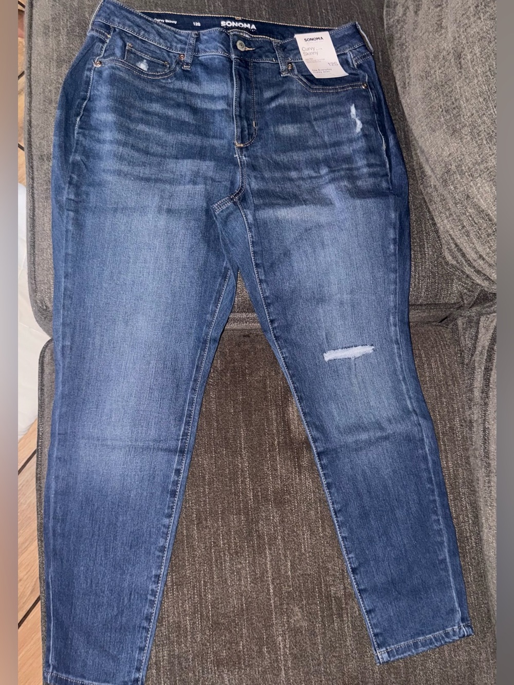 Sonoma Dark Blue Stretch Skinny Jeans with Light Distress